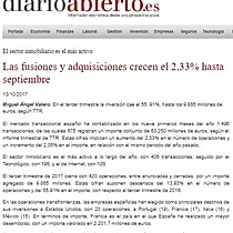 Las fusiones y adquisiciones crecen el 2,33% hasta septiembre